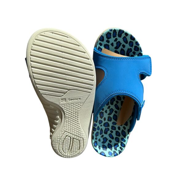 Spenco Women's Kholo Slide Sandal Blue Leopard Size 6 Casual - Picture 6 of 7